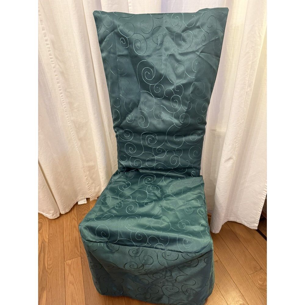 Chair Slipcover Rich Greenโ 45207 Scroll Pattern Cover Dining Bow Tie Back